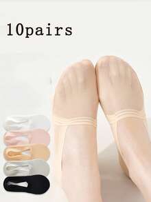10 Pairs Ice Silk Mesh No-Show Socks, Anti-Slip Breathable Low Cut Invisible Socks For Summer - Multicolor - View 11