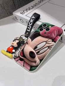 Disney Mickey Mouse Clubhouse Phone Case : 3D Fluffy Pattern Border Protector Phone Soft Phone Case With A Free Cute Mickey Bracelet Chain Lanyard, Mickey, Minnie, Goofy, Donald Duck, Daisy Duck, Pluto, For Apple 17 Promax 17 Pro 16 15 14 13 12 11 Pro Max XS Max X XR Soft Cover Summer Phone Case - 白色 - 查看 7