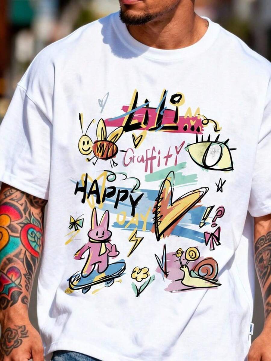 UniS1ex Graffiti T1S1Hirt, SK1ATE Bunntreet Art Print, Colorful C1Asual T1EE