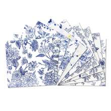 50 Stück Einweg-Servietten 13 * 13 Zoll mit blau-weißem Blumenmuster, 10 verschiedene Muster und jeweils 5 Blätter. Geeignet für Geburtstage, Hochzeitsfeiern, Vintage-Themen, Nachmittagstee, Picknicks und Restaurantdekoration - Übersicht 8