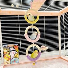 Đồ chơi leo trèo 3 vòng cho vẹt, vòng gặm bằng dây cotton, giá đậu cho chim, vòng treo tròn cho thú cưng, xích đu giải trí cho thú cưng, phụ kiện lồng chim, đồ chơi chuông và bông trang trí. - Xem 3