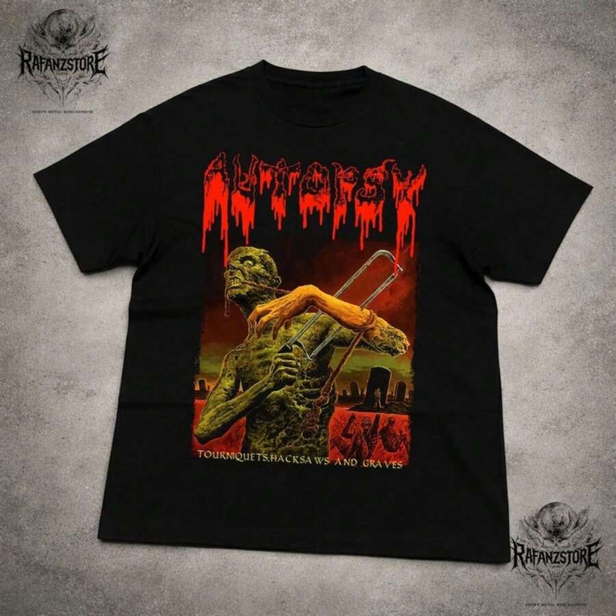 AutoP1SY T-Shirt – Old School Death Metal Band Graphic T1EEFor woman shirt Camiseta 100% Algodón Unisex - Playera Casual Premium de Corte Cómodo - Negro - Ver 1