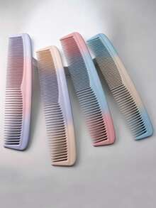 1 Peça Pente de Cabelo de Dentes Grossos e Finos de Dois Lados, com Pintura em Spray de Cor Aleatória, Pente de Estilo de Cabelo de Plástico Sem Alça - Multicolorido - Visão 3