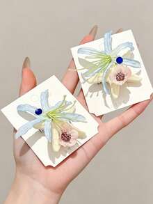 2 piezas Clips para el cabello con diseño de estrella de mar y flor en estilo bohemio, accesorios únicos para el lado y la parte posterior de la cabeza, nuevos artículos elegantes de alta gama - Multicolor - Ver 3