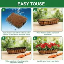 2pcs 24-Inch (Approx. 60.9cm) Coco Fiber Liner - Coco Liner For Window Boxes, Fence Planters | Coco Liner For Hanging Baskets, Planter Box Liners, 24-Inch (Approx. 60.9cm) Coconut Fiber Liner, Suitable For Planters. - A - View 6