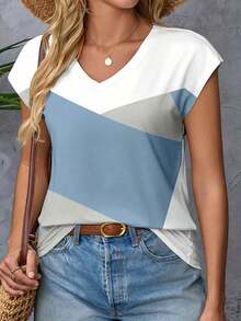 Camiseta sin mangas de cuello en V para mujer, con estampado de efecto vaquero, diseño de bolsillo falso, top casual de verano para exteriores, gráfico elegante, versátil para uso diario, al aire libre, compras, viajes - Multicolor 3 - Ver 4