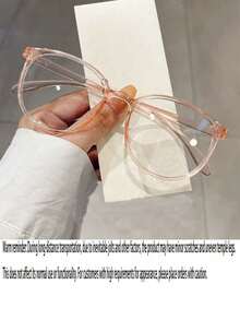 1pc Women's Oversized Lightweight Anti-Fatigue Transparent Lens Eyeglasses, Fashionable Multifunctional Flat Lens Suitable For Daily Use, Computer, TV, Gaming, Smartphone - Clear - View 7