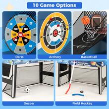 GOFLAME 10-In-1 Multi-Game Table For Home Game Room Friends & Family Combo Game Table Set With Table Tennis Basketball Football Hockey Archery Shooting Darts & Pinball Game - Blue - View 4
