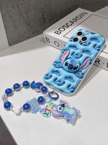 Disney Has Authorized, Phone Case - Chain Set, The Stitch Lilo & Stitch 3D Phone Case Plus A Silicone 3D Stitch Bracelet With Metallic Ring Removable Bracelet, Stitch And Angel Pattern, Compatible With Iphone17/16/15/14/13/12/11/XS/XR/X Plus Pro Max, A Stylish Cartoon Phone Case, The Perfect Gift Choice, Phone Protection, Durable Phone Cover, Great Gift For Friends And Family. - 白色 - 查看 5