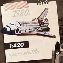 Robotime ROKR 3D Wooden Space Shuttle Model Kit - 446 Piece STEM Building Set With Launch Simulation & LED Light Effects, Educational DIY Puzzle For Adults & Teens, Unique Gift For Space Enthusiasts - Wood Color - View 3