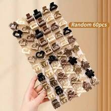 60pcs Minimalist Matte Butterfly & Flower Small Hair Clips, Multi-Color Options, Suitable For Daily Wear - Multicolor - View 3