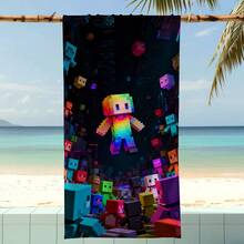 1pc Style Beach Towel, Super Absorbent Large Beach Blanket, Suitable For Travel, Swimming Pool, Diving, Surfing, Yoga, Camping, Available In Multiple Sizes, Beach Accessories - Cube Man - View 6
