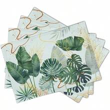 18*11.81 Inch (45*30cm) Tropical Monstera Leaf Print Rectangular Placemats, Available In 1/2/4/6/8/30 Sets, Made Of 100% Polyester With Non-Slip And Heat-Resistant Properties, Machine Washable, Hand Washable And Dry Cleanable, Ideal For Daily Dining And Home Decor, Perfect For Tropical And Boho Style Enthusiasts - Multicolor - View 8