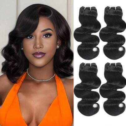 4 paquetes de 50g de extensiones de cabello humano brasileño de onda de agua, color negro natural