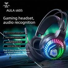 AULA S602 S605 S606有線頭戴式耳機耳麥USB 3.5mm接口 筆記本 桌上型電腦遊戲電競頭戴式耳機 - 查看 2