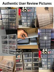 12-Pack Plastic Stackable Shoe Box Set - Clear | Foldable Shoe Storage Container | Sneaker Bins | Shoe Rack Box | Transparent | Portable Stacking Shoe Boxes Front Open - 白色 - 查看 4