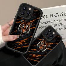 Diseño agresivo de tigre naranja y negrofunda de teléfono Fundas compatibles con ,Apple,VIVO,OPPO,,, y Honor.Fabricadas en silicona TPU,ofrecen protección contra golpes y caídas.regalos para mamá - Negro - Ver 4