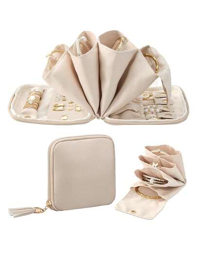 1PC Travel Jewelry Case Organizer, Small Jewellery Pouch With Compartments For Storage, Bag For Traveling Women, Packing For Necklaces, Earrings, Bracelets, Gifts For Mom,Friend.