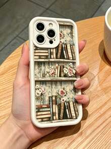 Funda de teléfono suave de color beige con estantería retro, protección antideslizante y antiimpactos, diseño de cojín minimalista y elegante, adecuada para iPhone 17/17 Pro/17 Pro Max/16/16 Pro/16 Pro Max/15/15 Pro/15 Pro Max/14/13/12/11, nueva cubierta protectora suave mate antiimpactos para parejas - Beis - Ver 3