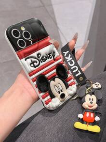 Disney Mickey Mouse Clubhouse Phone Case : 3D Fluffy Pattern Border Protector Phone Soft Phone Case With A Free Cute Mickey Bracelet Chain Lanyard, Mickey, Minnie, Goofy, Donald Duck, Daisy Duck, Pluto, For Apple 17 Promax 17 Pro 16 15 14 13 12 11 Pro Max XS Max X XR Soft Cover Summer Phone Case - 白色 - 查看 6