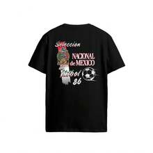 Camiseta retro negra de la selección nacional de México 86 Camiseta 100% Algodón Unisex - Playera Casual Premium de Corte Cómodo - Negro - Ver 1