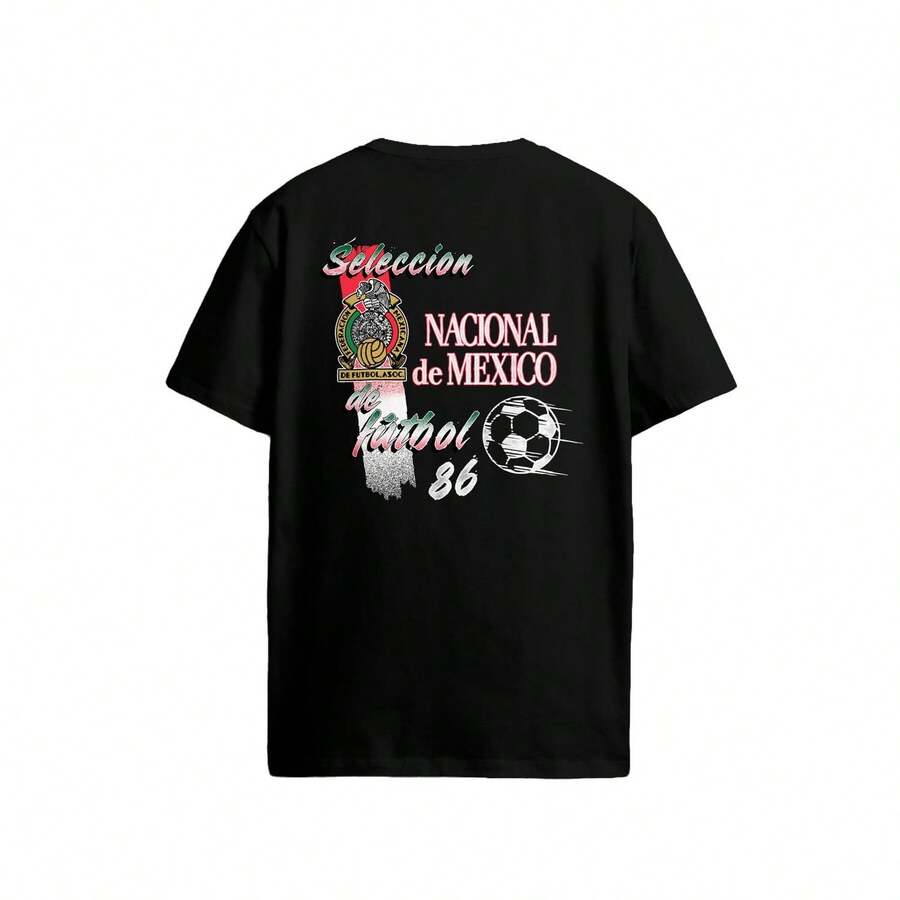 Camiseta retro negra de la selección nacional de México 86 Camiseta 100% Algodón Unisex - Playera Casual Premium de Corte Cómodo - Negro - Ver 1