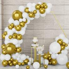 White And Gold Balloons 154pcs Different Sizes Pack Of 18 12 10 5 Inch, Latex Balloon Garland Arch Kit For Birthday Party Wedding Holiday Baby Shower Decoration - View 1