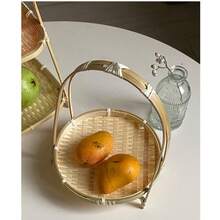 Natural Bamboo Woven Multipurpose Handled Storage Basket, Suitable For Kitchen, Dining Room, Garden, Camping, Fruit Organization, Etc. (Simple Assembly Required) - A - View 4