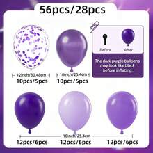 56pcs/28pcs Set 10inch/12inch Deep Purple, Macaron Purple, Light Purple, Metallic Purple, Purple Foil & Sequin Latex Balloon Arch Kit, Premium Latex Balloons, Suitable For Birthday, Baby Shower, Wedding, Bridal Shower, Anniversary, Bachelorette Party Decoration - Multicolor - View 7