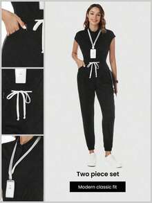 Mono de pijama verde fluorescente con bolsillos - Negro - Ver 1