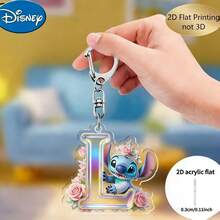 Stitch 字母鑰匙圈 | 壓克力卡通吊飾附鋅合金扣環，適合裝飾包包、汽車鑰匙圈，個性化禮物，節日裝飾鑰匙吊飾，汽車鑰匙圈，後背包錢包鑰匙圈環 - 彩色 - View 26