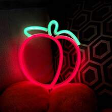 1pc Pink Peach Neon Sign, 8.26x9.25in (21x23.5cm) USB/Battery Powered LED Neon Light, Coral Pink Watermelon Wall Decor, Peach Neon Sign Fruit Shaped LED Neon Night Light For Bedroom, Christmas Party Neon Decoration (Wall Hanging) - Multicolor - View 16