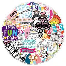 50pcs English Warm Slogans Family Cute Cartoon Fresh Doodle Decorative DIY Scrapbook Trash Can Stickers - Family - View 5