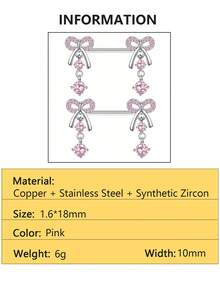 2 piezas de anillos para pezones con colgante de mariposa de cobre con circonita, joyería de perforación sexy de acero inoxidable apta para uso diario - Multicolor - Ver 12