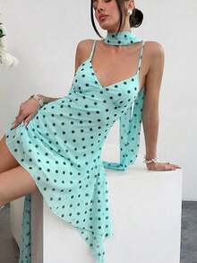 Vestido corto de verano con tirantes finos y estampado de leopardo sexy para mujer - Verde - Ver 3