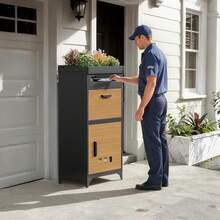 AYYDS Outdoor Mailbox With Parcel Compartment – XXL Parcel Box 107.7cm With Flower Tray, Weatherproof Stainless Steel Mailbox For Letters & Parcels, With Lock & Anti-Slip Mat - A - View 7