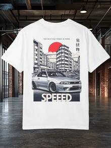 JDM Car T-Shirt, Japanese Street Car T-Shirt, Tuned Car Graphic Tee, Drift Car T-Shirt, R Racing T-Shirt, Gift For Car Enthusiasts, Streetwear. Unisex 220g Pure Cotton T-Shirt. Ideal Weight For All Seasons, Suitable For Men And Women. Durable, High-Quality Fabric, Soft To The Touch And Long-Lasting. Breathable Top. Suitable For Women In Spring And Summer, Holidays, Mother's Day, Independence Day. - 白色 - 查看 1
