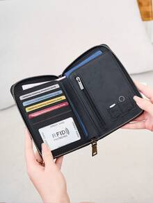 CHARM INFINITE RFID 防盗复古 PU 皮革护照夹，带拉链的旅行证件收纳包，多卡位，小巧护照夹 - 彩色 - 查看 5