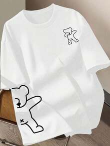Envío gratis, entrega local enéxico, entrega en 4 días.Camiseta de manga corta con cuello redondo para mujer  con estampado de oso. - Blanco 2 - Ver 5