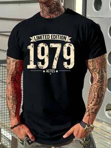 Camiseta Vintage de Edición Limitada para Hombre 1979 - Tejido de punto microelástico suave y transpirable, similar al algodón, con gráfico retro negro para gimnasio, uso diario y eventos temáticos - Lavable a máquina, colección de edición limitada - Camiseta vintage de ajuste cómodo para todas las estaciones, ideal para entusiastas del streetwear, ropa de gimnasio, cuello redondo clásico, material duradero, camiseta casual, para coleccionistas de moda. - Negro - Ver 10