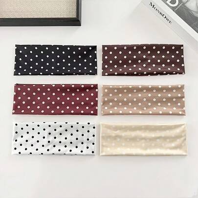 6-Piece Women's Fashion Polka Dot Headbands - Sweat-Wicking Sports Headbands, 6 Colors - Secure And Comfortable Fit, Suitable For Yoga, Running, Fitness, Travel, And Everyday Wear - The Ideal Gift For Fitness Enthusiasts.