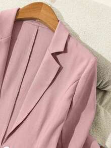 Traje de blazer de unicolor + shorts con cinturón - Rosa - Ver 3