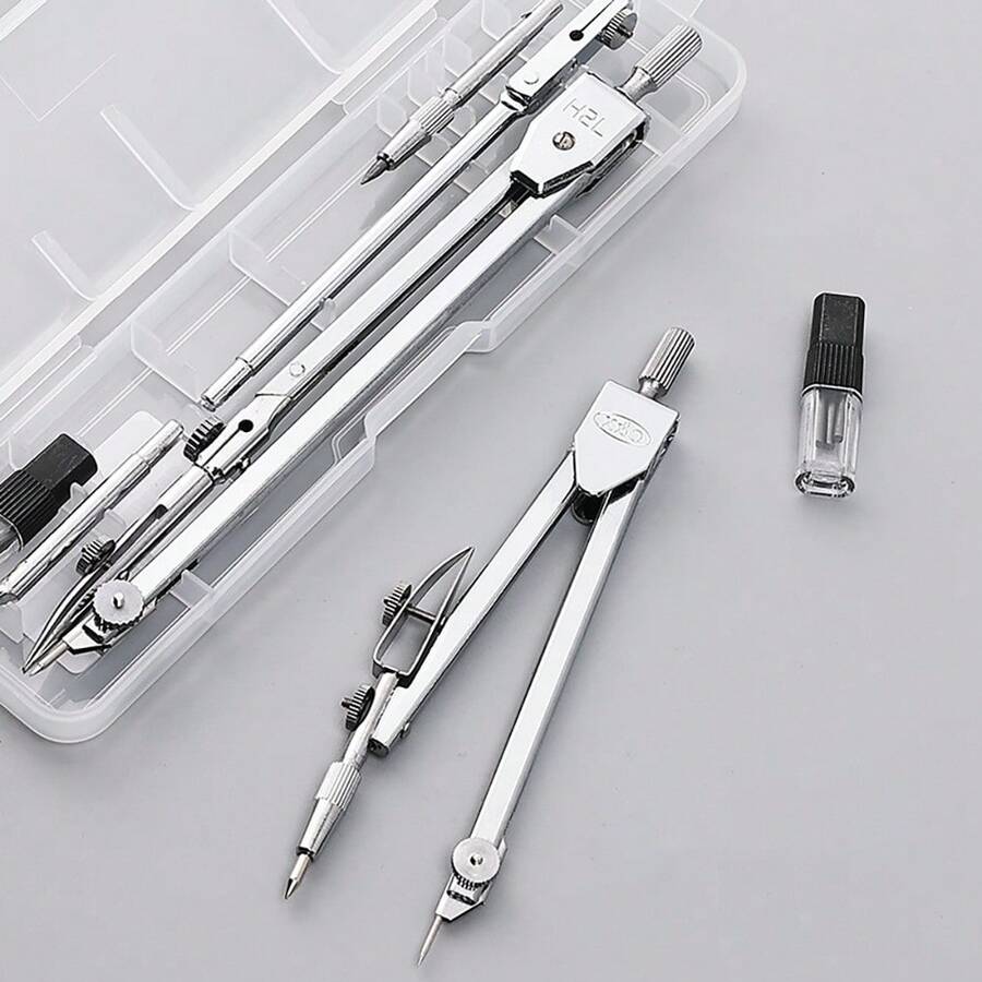 Large Size Metal Compass Set, Precise Drawing Instrument For Exams, Engineering Design, Mechanical Drafting, Clear Circles, Back To School - A - View 1