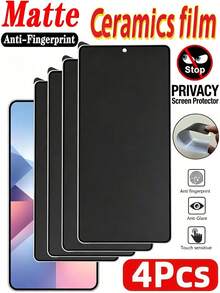 4片装磨砂防窥陶瓷膜，防眩光、防指纹、防偷窥手机屏幕保护膜，兼容三星Galaxy S26 Ultra S25 S24 S23 FE S22 A57 A56 A55 A36 A37 A35 A34 A33 A32 A17 A07 A06 A16 A26 4G 5G，防爆防刮，表面光滑防油，自动吸附，易于安装，软膜材质，非玻璃材质。[国际版，非本地版]不支持指纹识别 - 黑色 - 查看 46
