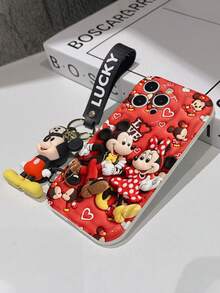 This Disney Mickey Mouse Lanyard Phone Case Is Fully Covered In TPU Material. It's Shockproof, Lightweight, And Compatible With IPhone17/16/11/13/15/15 Plus/15 Pro/15 Pro Max/12/14 Pro Max/11 Pro Max/12 Pro/12 Pro Max/13. This Phone Case Makes A Popular Birthday Gift Or Business Gift; It's Durable, Stain- And Fingerprint Resistant, And Suitable For Both Men And Women. The Set Also Includes A Mickey Mouse Phone Case And A Mickey Mouse Plush Bracelet. It's A Perfect Gift For Friends And Family. This Stylish Phone Case Is Fun, Lightweight, And Durable. IPhone17 Pro Max Phone Case, Minnie Mouse Phone Case. - 白色 - 查看 5