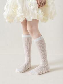3 Pairs Girls Mesh Socks, Breathable Hollow Out Socks, Princess Style For Summer Girls' Socks Children's Socks - Beige - View 3