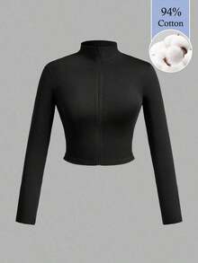 Set de 3 camisetas de manga larga con cuello en V, cremallera y ajuste ceñido, de estilo casual para otoño/invierno para mujer, en colores blanco + negro + gris - Blanco - Ver 3