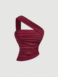 Blusa asimétrica burdeos para mujer.Blusa asimétrica color vino tinto, para vacaciones de verano, primavera/verano, Día de San Valentín, fiesta elegante, ceremonia, vacaciones en la playa para mujer, elegante, bohemia, casual, blusa de fiesta, - Rojo y negro - Ver 4
