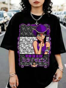 Nico Robin Wanted Poster T-Shirt, Graphic T-Shirt, Casual Top For Robin Fans - Black - View 1