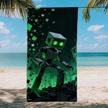 1pc Style Beach Towel, Super Absorbent Large Beach Blanket, Suitable For Travel, Swimming Pool, Diving, Surfing, Yoga, Camping, Available In Multiple Sizes, Beach Accessories - Cube Man - View 5